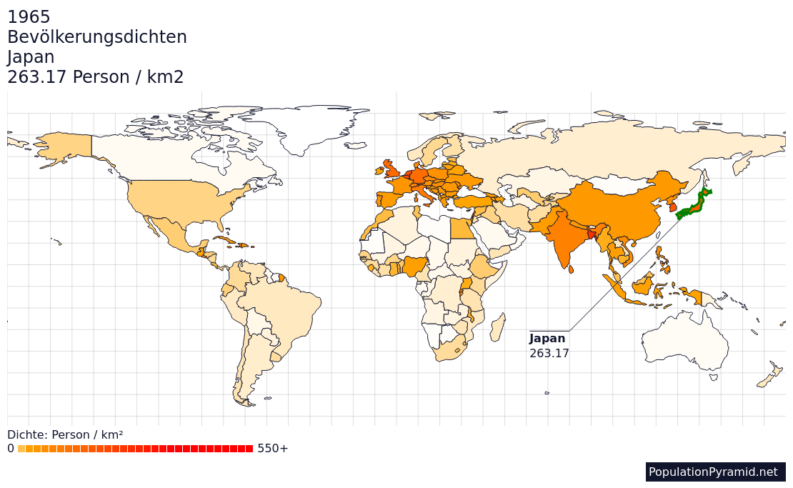 Bevolkerungsdichte Japan 1965