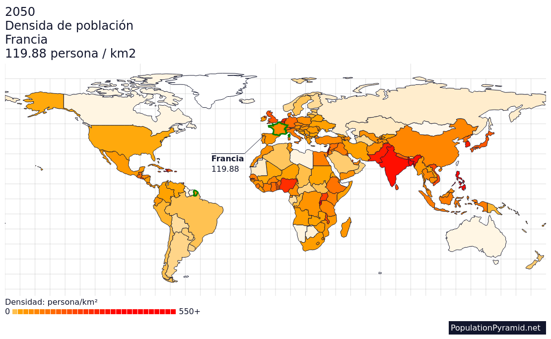 Densidad De Población Francia 2050