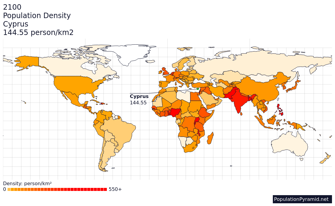 Population Density Cyprus 2100