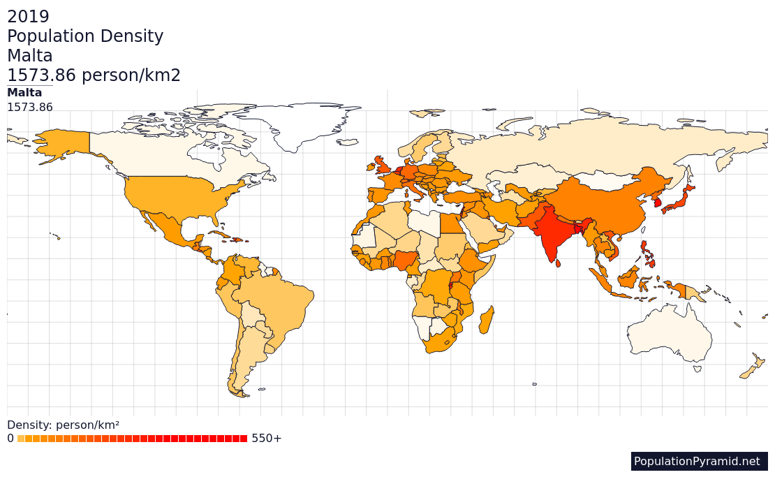 Population Density Malta 2019