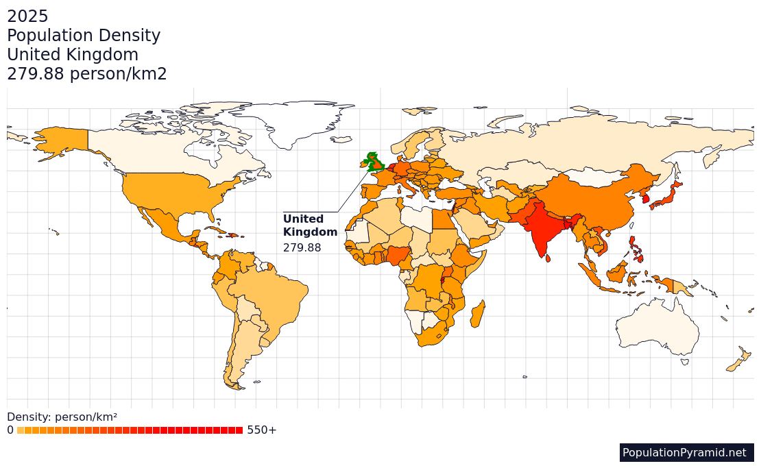 Population Density United Kingdom 2025