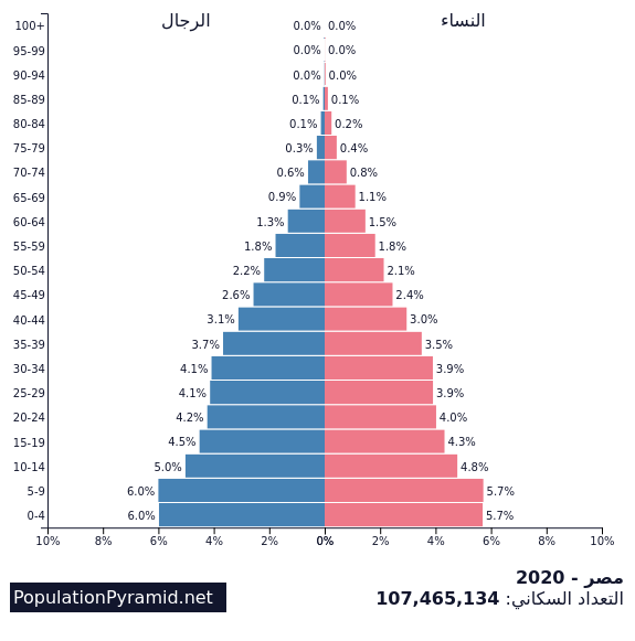 سكان مصر 2020 الهرم السكاني الصافي