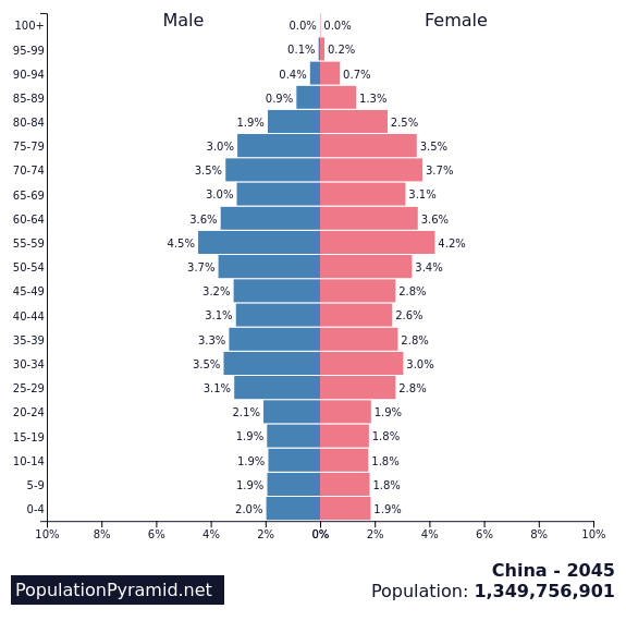 Population of China 2045