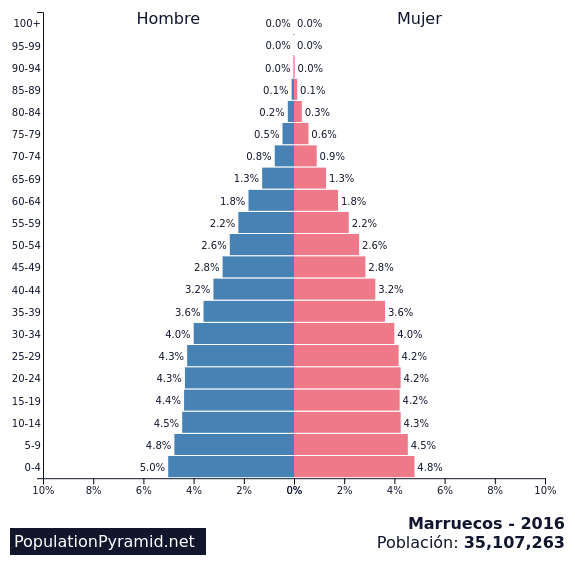 Resultado de imagen de piramide poblacional de marruecos