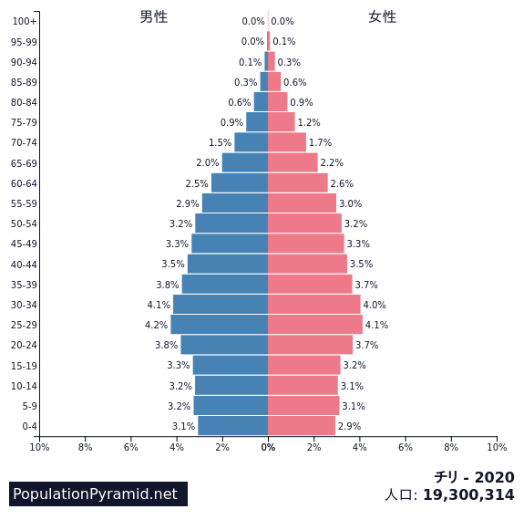 人口 チリ Populationpyramid Net